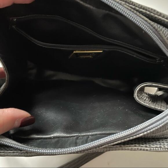 Sharif Woven Leather Crossbody Bag Olive Green Vintage 1990s EUC - Picture 7 of 9